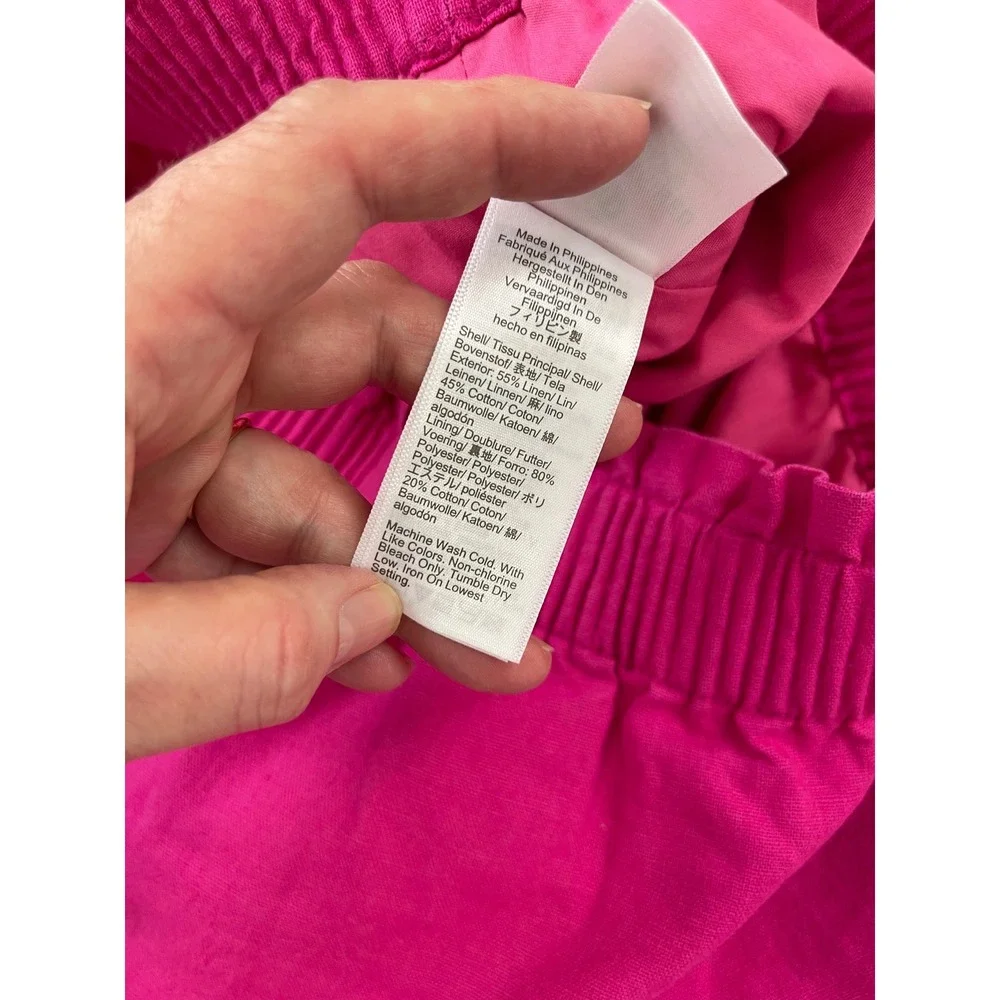 J.Crew Re-Imagined‎ Pink Linen Cotton Blend Elastic Waist Skirt Size 18